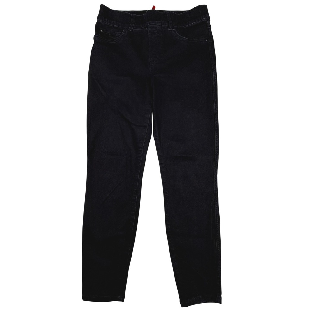 Spanx Ankle Skinny Jeans Black Pull On Denim Leggings Womens Medium Petite M 29